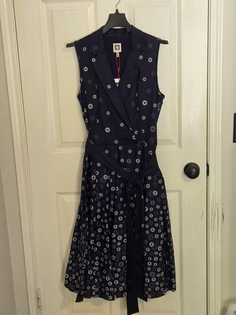 Anne Klein Navy Sleeveless Floral Dress